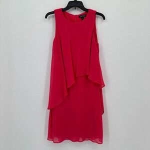 Lauren Ralph Lauren Shift‎ Dress Womens 6 Pink Ruffle Sleeveless Chiffon Flowy